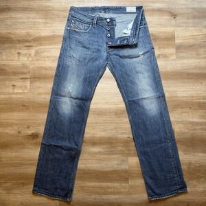 Diesel Larkee Jeans Men 32x32 Blue Straight Leg Distress Denim Medium Wash 0880F